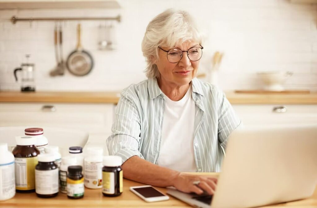 elderly researching about supplements
